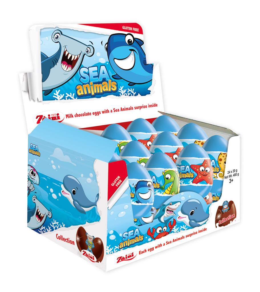 Zaini Sea Animals Chocolade Ei + Verrassing x24