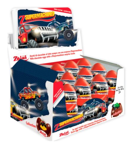 Zaini Supermachines Chocolade Ei + Verrassing x24