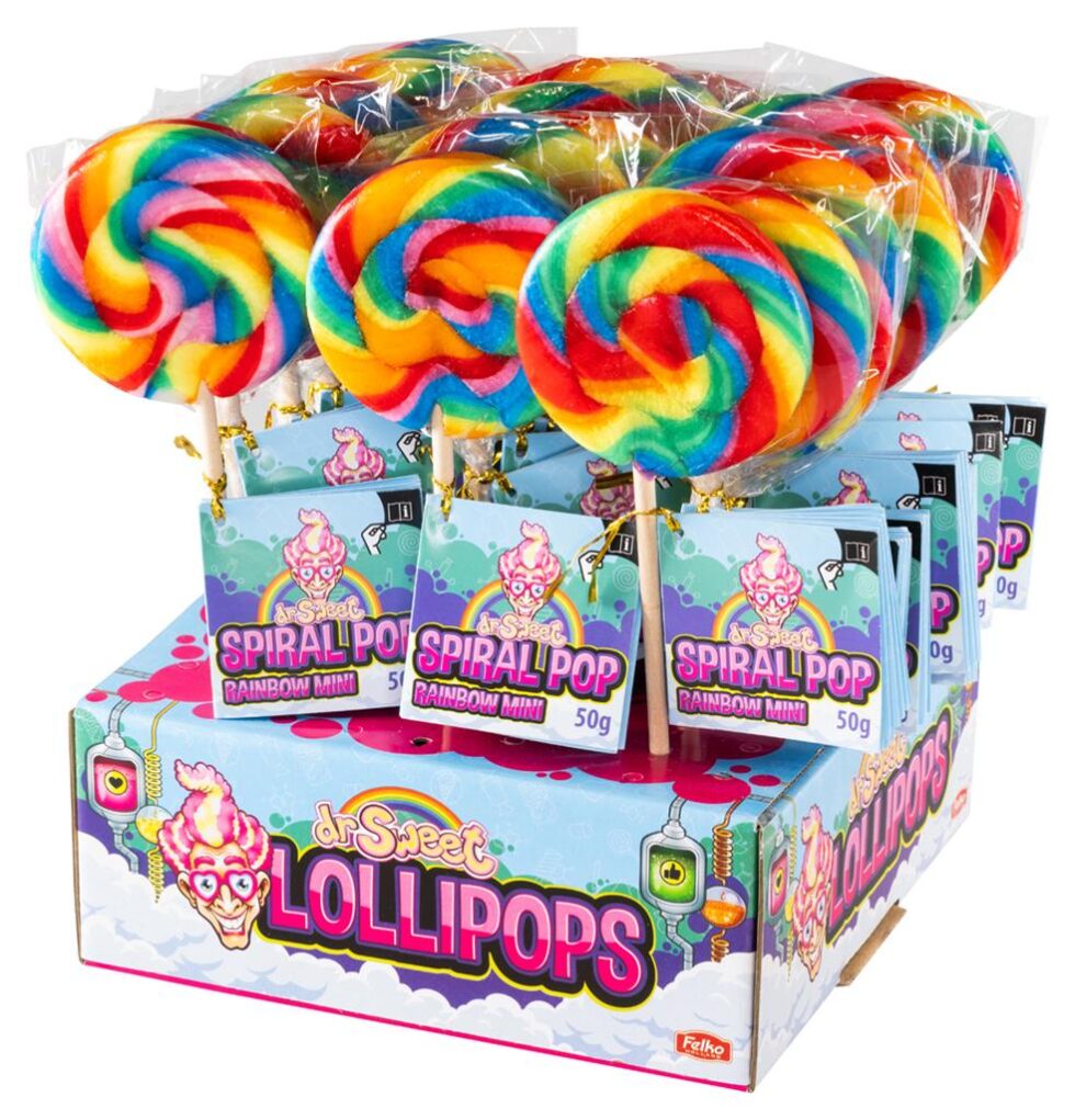 Felko Mini-Spiraallolly Regenboog 50g 7cm x24