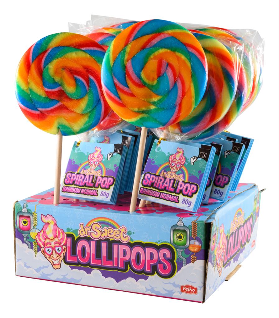 Felko Spiraallolly Regenboog Normaal 8,5cm x20